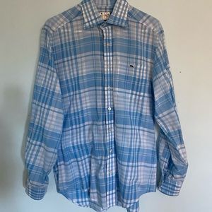 Light blue plaid, Vineyard vines button down. 100% cotton Tucker Shirt size S.